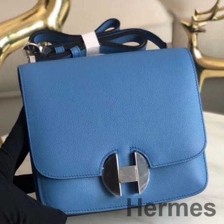 Hermes 2002 20cm Bag In Blue Paradise Evercolor Calfskin