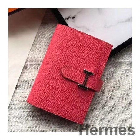 Hermes Bearn Mini Wallet In Rose Lipstick Epsom Leather
