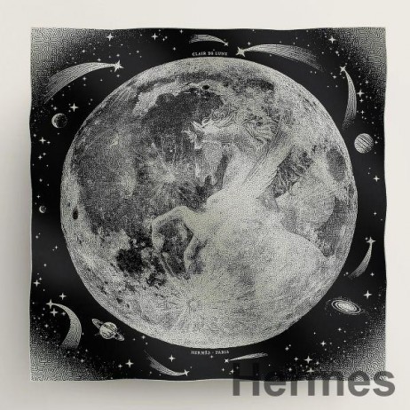 Hermes Black Clair de Lune Shawl 140