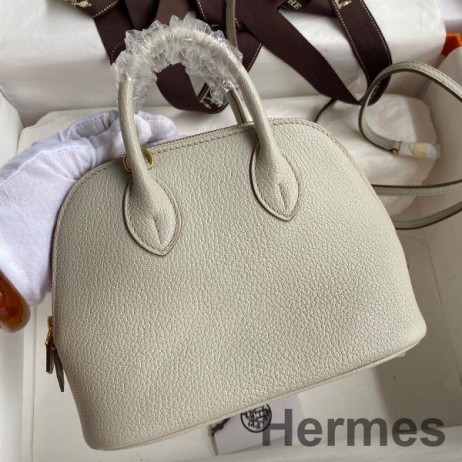 Hermes Bolide 1923 Mini Handmade Bag In Pearl Grey Chevre Mysore Leather