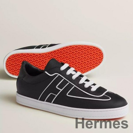 Hermes Boomerang Sneakers In Noir Epsom Calfskin
