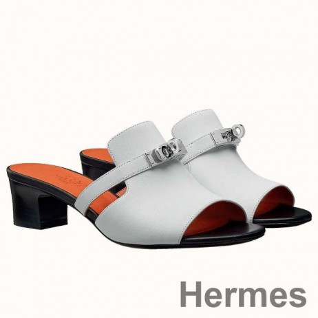 Hermes Candy 40mm Sandals In White Calfskin