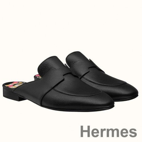 Hermes Catena Mules In Black Calfskin