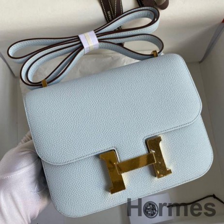 Hermes Constance 18 Handmade Bag In Blue Brume Epsom Calfskin