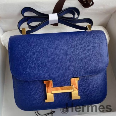 Hermes Constance 24 Handmade Bag In Blue Electric Epsom Calfskin