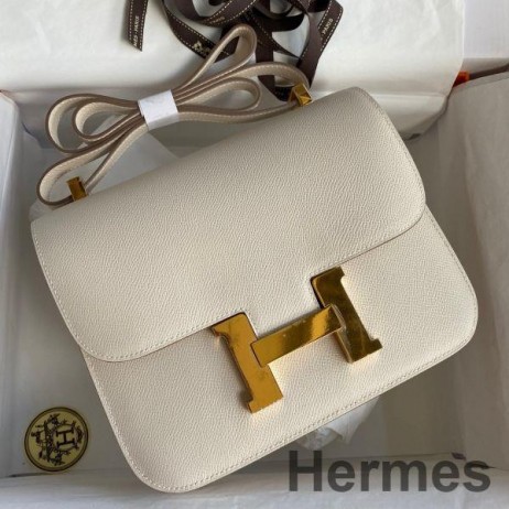 Hermes Constance 24 Handmade Bag In Craie Epsom Calfskin