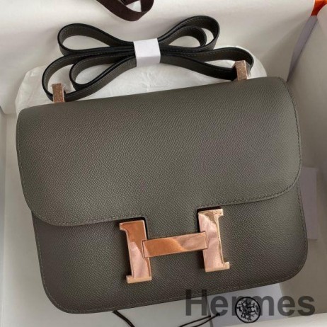Hermes Constance 24 Handmade Bag In Etain Epsom Calfskin