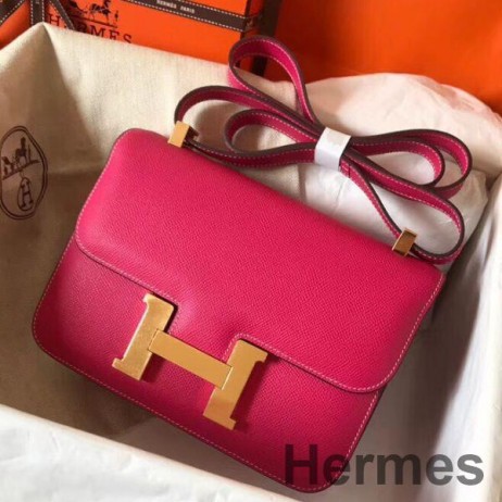 Hermes Constance 24 Handmade Bag In Rose Red Epsom Leather