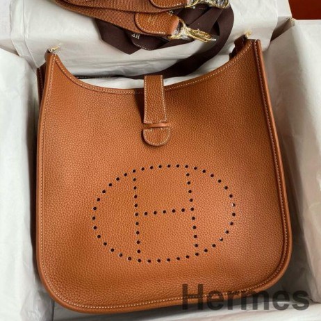 Hermes Evelyne III PM 29 Handmade Bag in Gold Clemence Leather