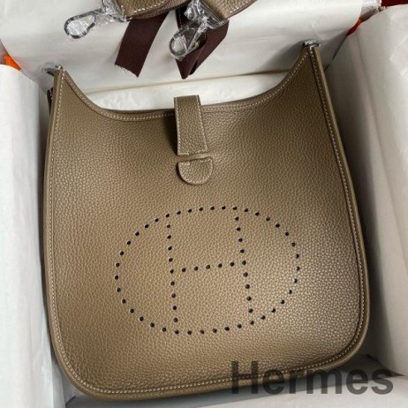 Hermes Evelyne III PM 29 Handmade Bag in Taupe Clemence Leather
