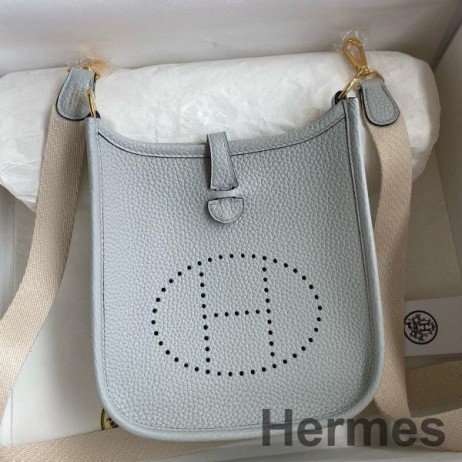 Hermes Evelyne Mini Handmade Bag in Blue Brume Clemence Leather