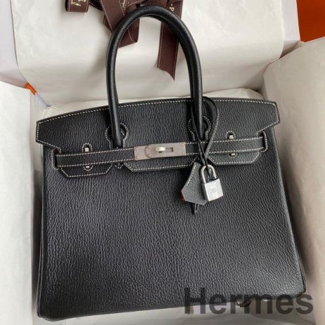 Hermes HSS Birkin 30 Bicolor Bag in Black and Red Chevre Mysore Leather