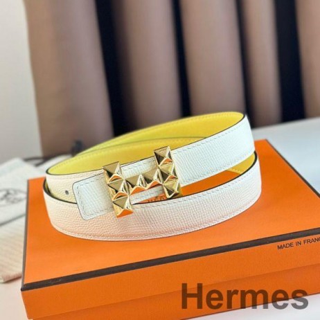 Hermes H Medor Reversible Belt 24MM in White Epsom Leather