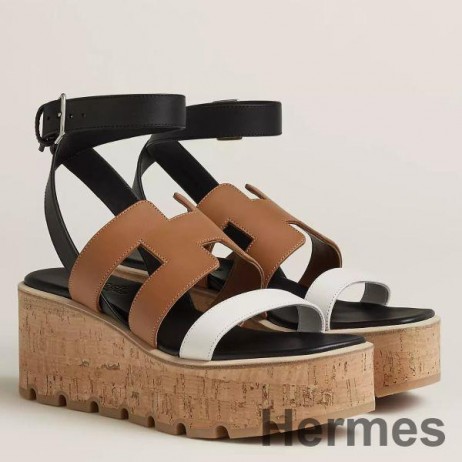 Hermes Havane 30 Sandals in Bi - color Calfskin Leather