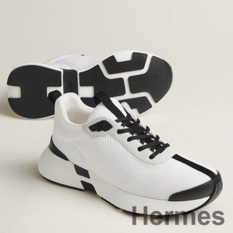 Hermes Heros Sneakers in White Technical Knit