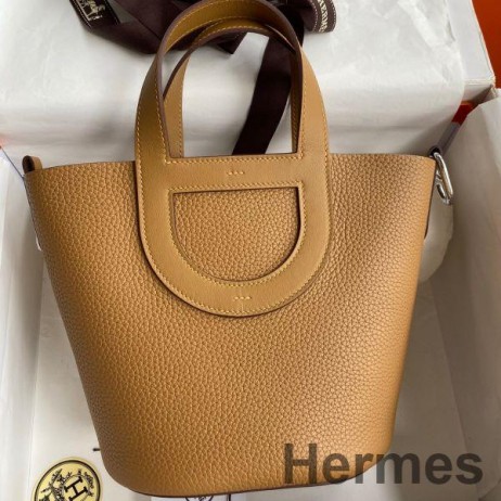 Hermes In The Loop 18 Handmade Bag in Biscuit Clemence Leather