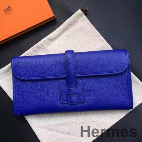 Hermes Jige Elan 29 Clutch Bag In Blue Electric Epsom Calfskin