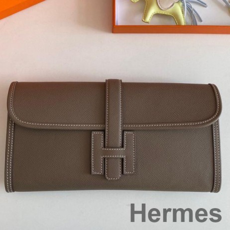 Hermes Jige Elan 29 Clutch Bag In Taupe Epsom Leather