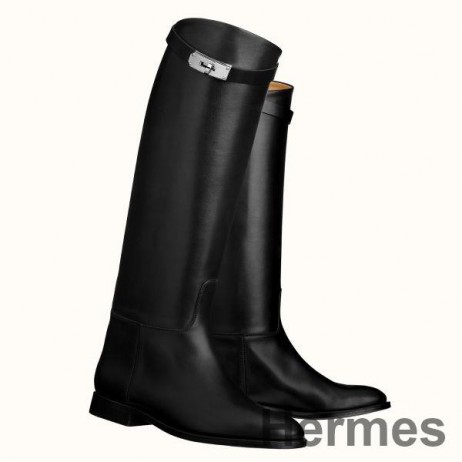 Hermes Jumping Boots In Black Calfskin