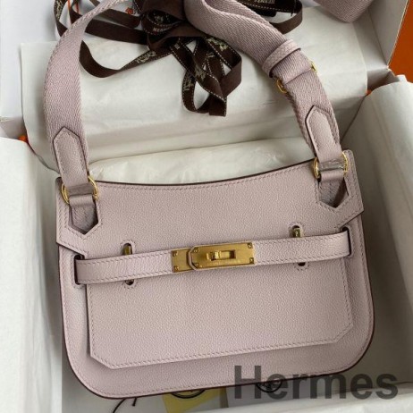 Hermes Jypsiere Mini Handmade Bag In Mauve Pale Evercolor Calfskin