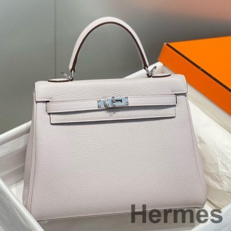 Hermes Kelly 25cm Retourne Bag In Mauve Pale Clemence Leather