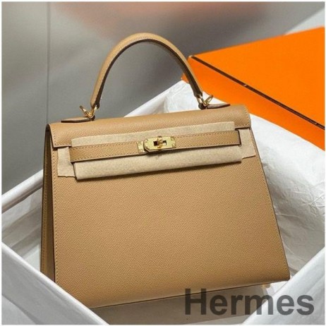 Hermes Kelly 25cm Sellier Bag In Chai Epsom Leather GHW