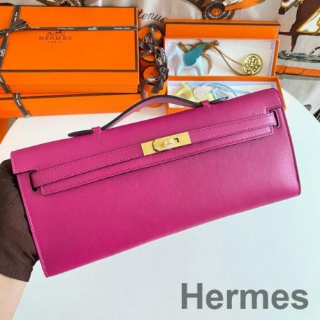 Hermes Kelly Cut Handmade Bag in Rose Purple Swift Leather