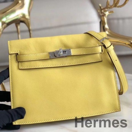 Hermes Kelly Danse Handmade Bag In Jaune Swift Leather