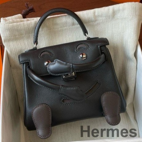 Hermes Kelly Doll Quelle Idole Bag in Black Swift Calfskin