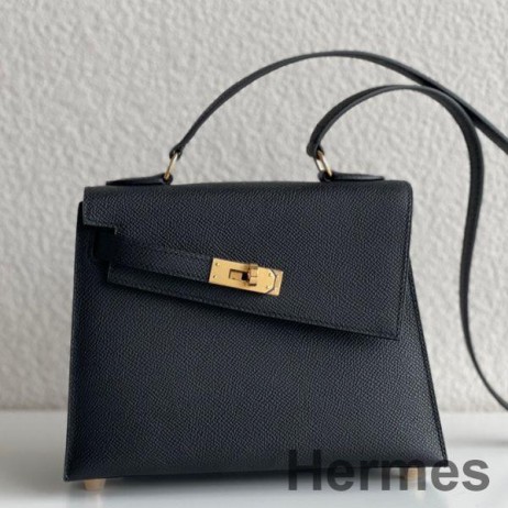 Hermes Kelly En Desordre 20 Handmade Bag In Black Epsom Calfskin