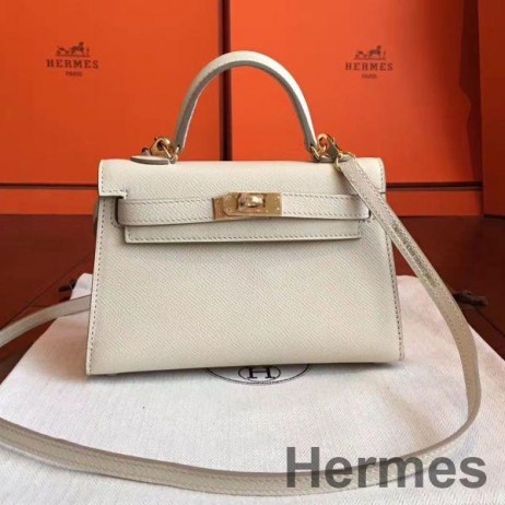 Hermes Kelly Mini II Handmade Bag In Beton Epsom Leather