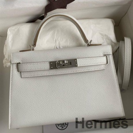 Hermes Kelly Mini II Sellier Handmade Bag In Gris Pale Epsom Calfskin