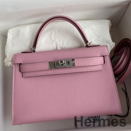 Hermes Kelly Mini II Sellier Handmade Bag In Mauve Sylvestre Epsom Calfskin