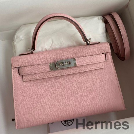 Hermes Kelly Mini II Sellier Handmade Bag In Rose Sakura Epsom Calfskin