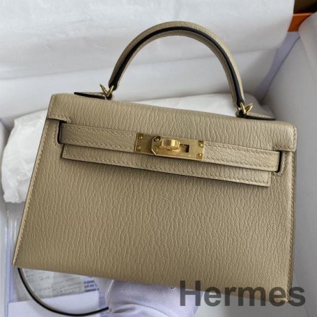 Hermes Kelly Mini II Sellier Handmade Bag In Trench Chevre Mysore Leather