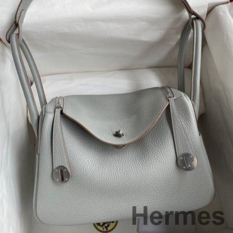Hermes Lindy 26 Handmade Bag In Blue Glacier Clemence Leather