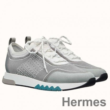 Hermes Men's Addict Sneakers In Grey Knit