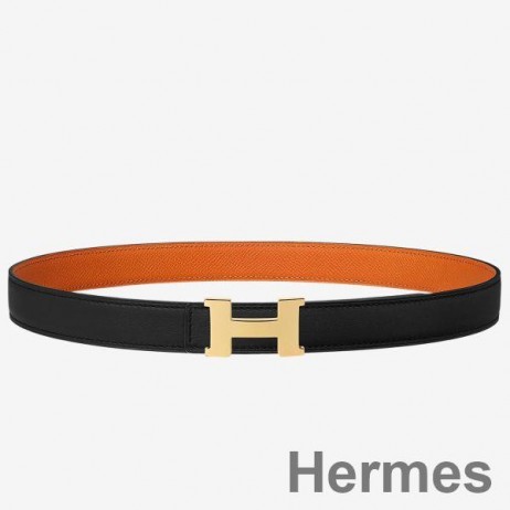 Hermes Mini Constance 24mm Reversible Belt Black/Orange