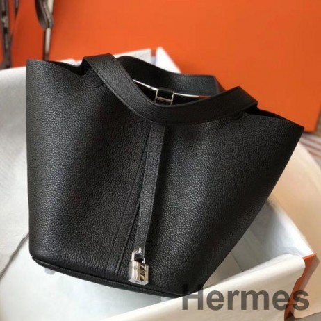 Hermes Picotin Lock 18 Bag In Black Clemence Leather