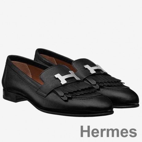 Hermes Royal Loafers In Black Calfksin