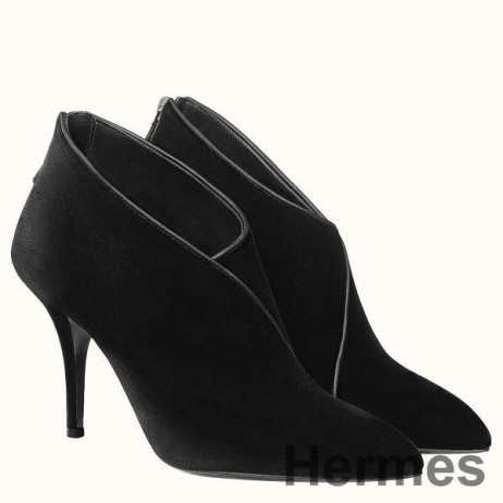 Hermes Virginia Ankle Boots In Black Velvet