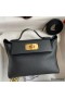 Hermes 24/24 Mini 21 Handmade Bag in Black Evercolor Leather