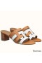 Hermes Amica 5mm Sandals In Brown/White Calfskin