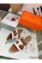 Hermes Amica 5mm Sandals In Brown/White Calfskin