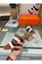 Hermes Amica 5mm Sandals In Brown/White Calfskin