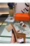 Hermes Amica 5mm Sandals In Brown/White Calfskin