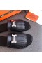 Hermes Auteuil Sandals In Black Calfskin