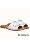 Hermes Auteuil Sandals In White Calfskin
