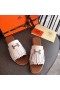 Hermes Auteuil Sandals In White Calfskin