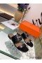 Hermes Avenue Sandals In Black Calfskin